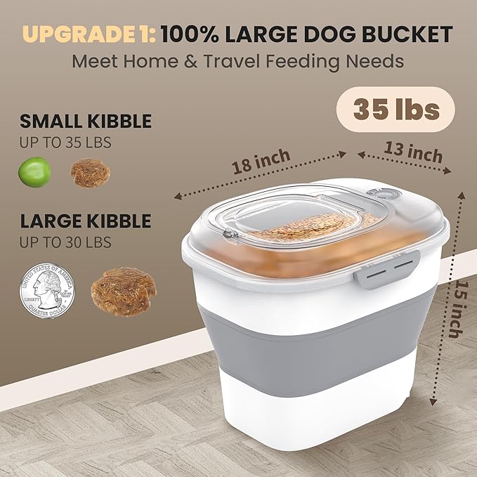 32-35 Lbs Dog Food Storage Container, Collapsible Dog Food Container