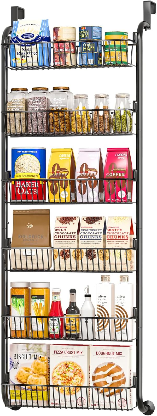 MIAOLI Over the Door Pantry Organizers and Storage, 6-Tier Spice Rack, Home &