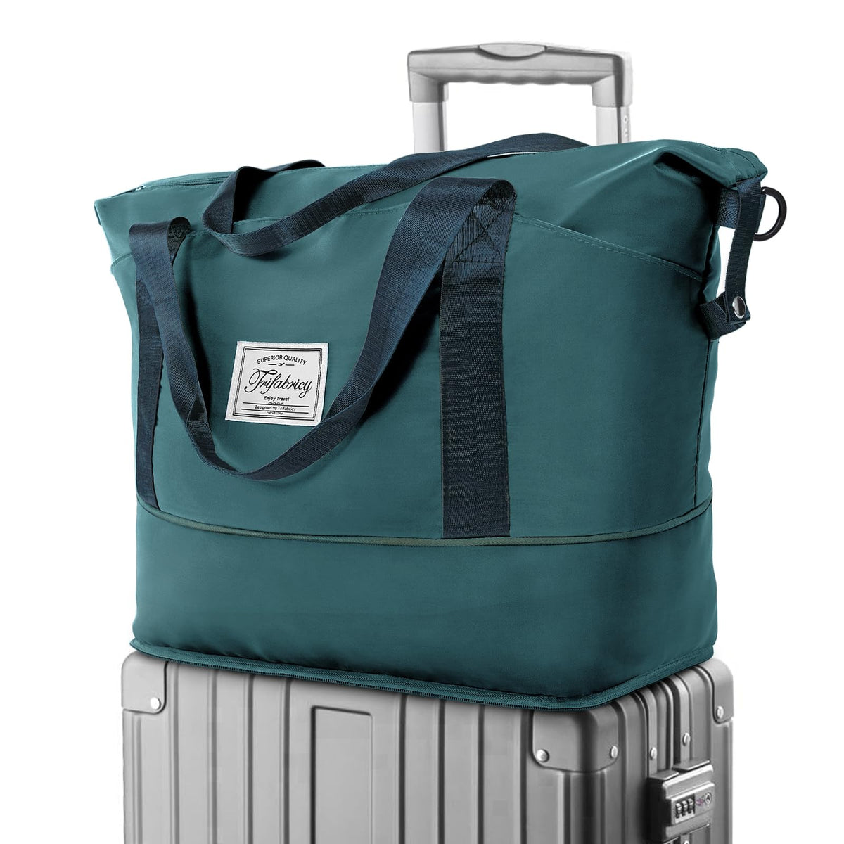 Travel Duffel Bag - Large Shoulder Weekender Overnight Bag, Carry on Bag with Wet Pocket, Waterproof Expandable Duffel Bag with Trolley Sleeve, Sports Tote Gym Bag for Women, Peacock blue