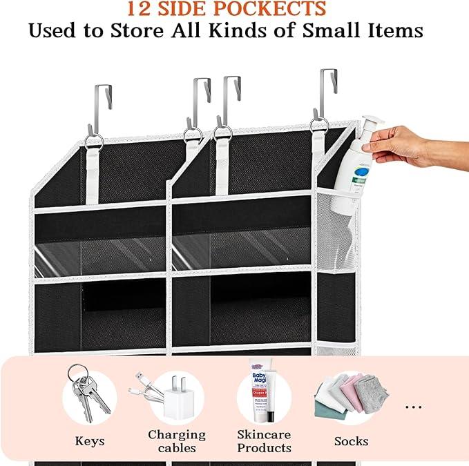 Over The Door Organizer 6 Tiers, Extra Large Behind Door Storage of 12