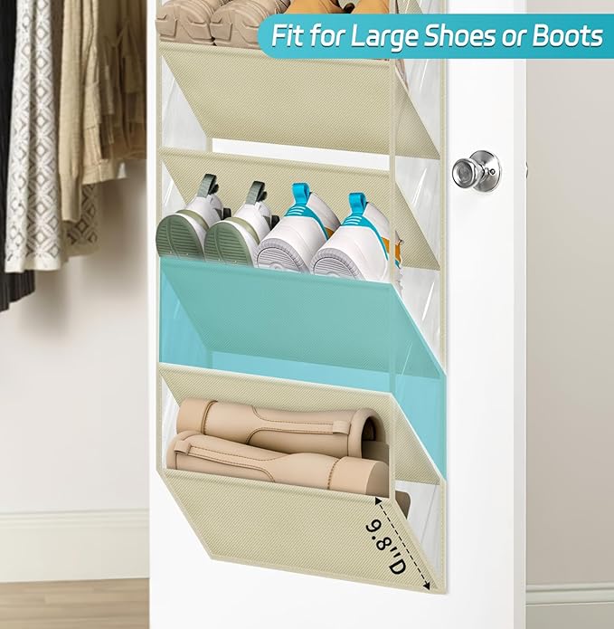 AOODA 10 Tier Clear Over The Door Shoe Organizer Storage, Deep Pockets Large
