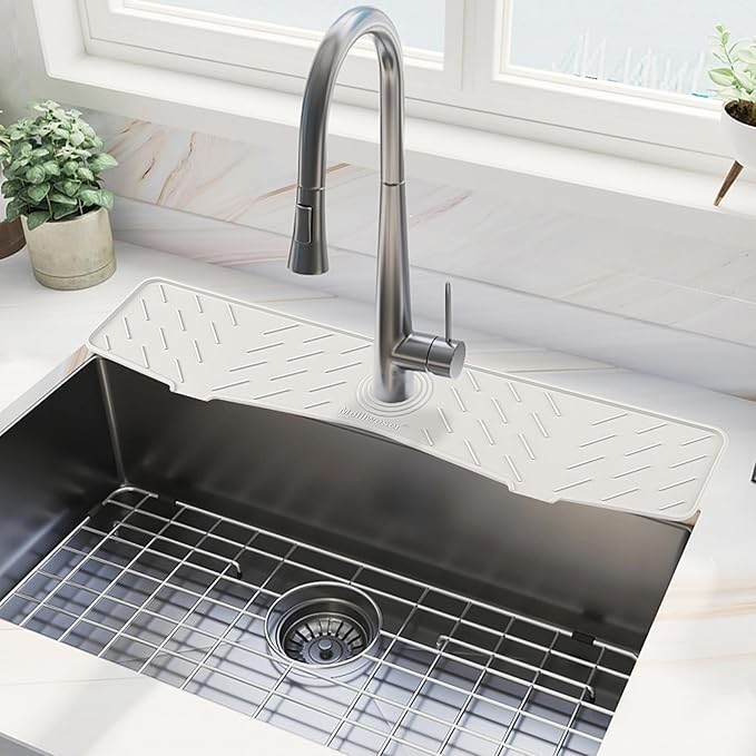 Meiliweser Faucet Mat for Kitchen Sink – 24” x 5.1” Extra-Long Silicone Splash
