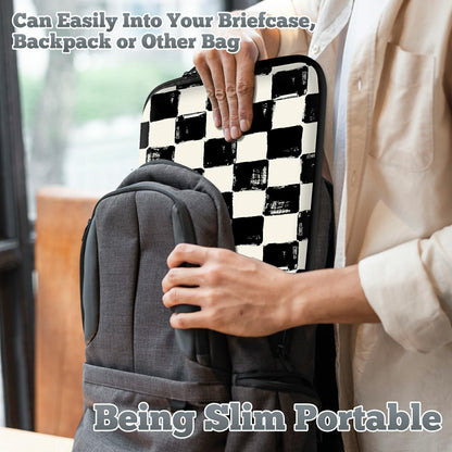 Laptop Sleeve Case Bag 13 inch, Black and White Checkered Slim Carrying Case Durable Handbag Travel Laptop Bag for 13 inch MacBook Air M3/M2/Pro M2/ 13" iPad Pro/Air M4/M2 2024