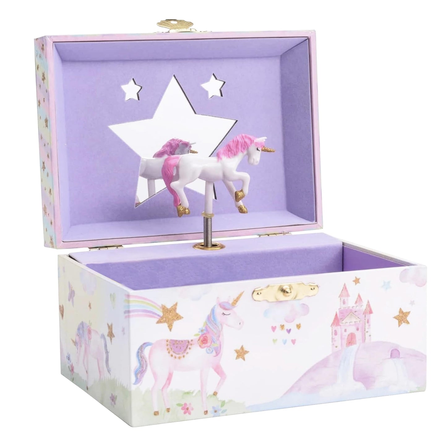 Jewelkeeper Girls Jewellery Box - Unicorn Music Box for Kids with Pullout Drawer, Pink Jewellery Organizer for Girls with Rainbow Design, Plays The Beautiful Dreamer Tune - 15x10.8x8.6 cm