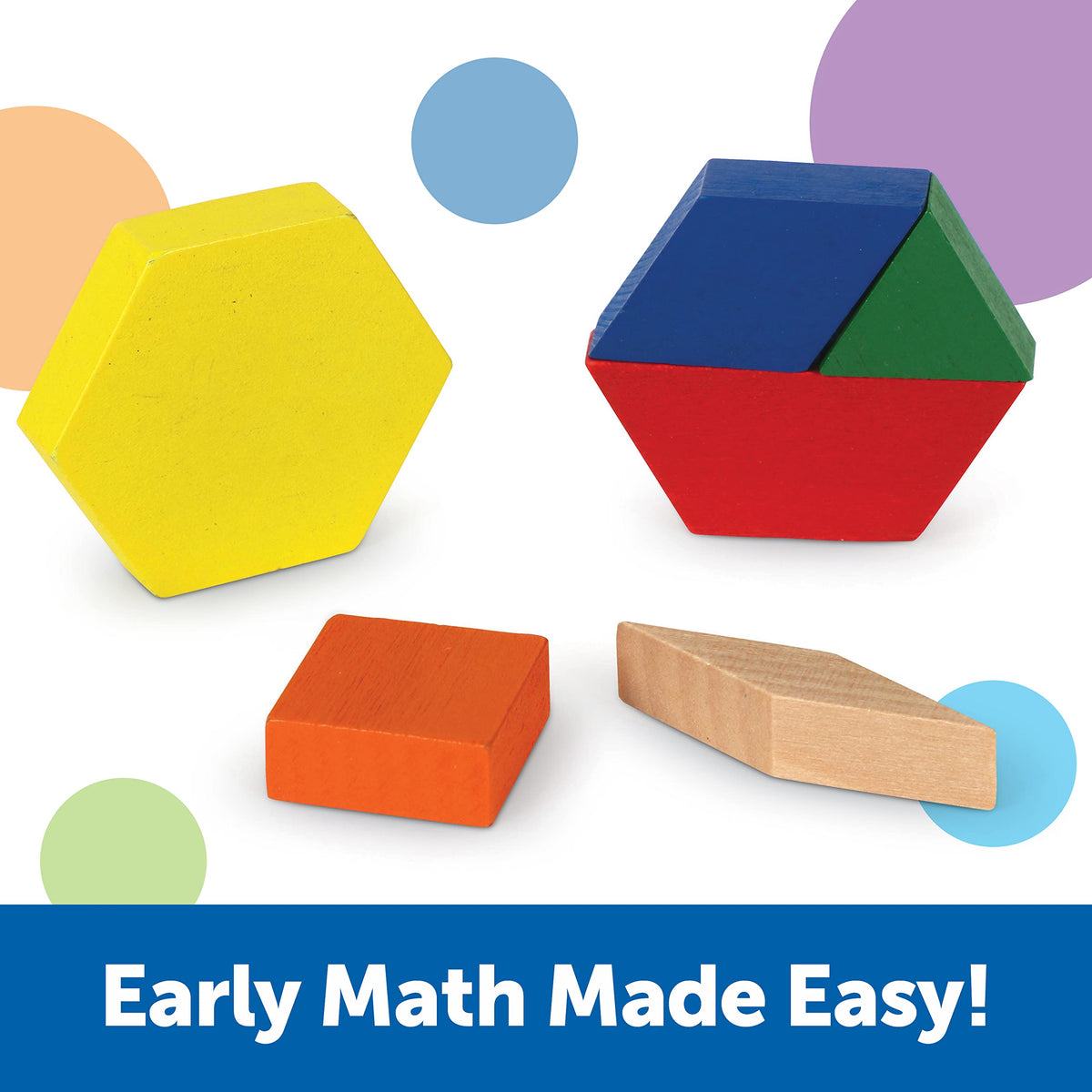 Learning Resources Wooden Pattern Blocks - Educational Toys and Tangram Puzzle Manipulatives for Kindergarten, Early Math Toys, Wood Pattern Blocks for Classroom and Homeschool, Teacher Must Haves