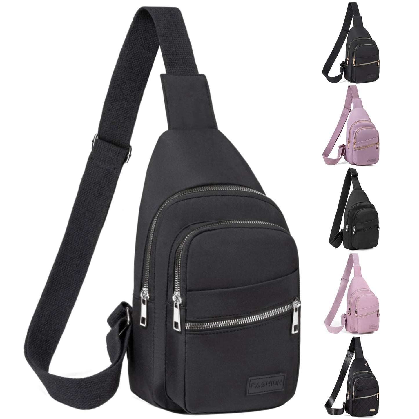 Small Sling Backpack Crossbody Sling Bag for Women, Chest Bag Daypack Fanny Pack Cross Body Bag for Outdoors Hiking Traveling - Black