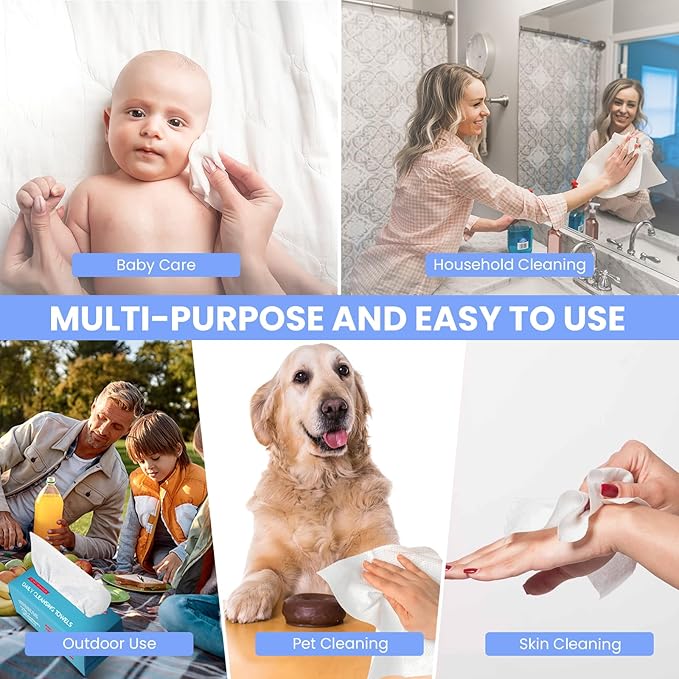 100 Sheet Daily Cleansing Towels Ultra Soft Dry Wipes