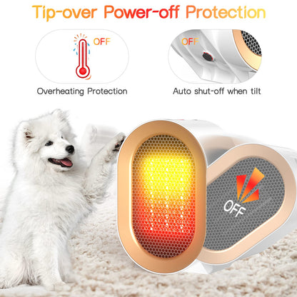 Electric Heater, Heaters for Home, 1200W Energy Efficient Space Silent Room Heater, Portable Ceramic Fan Heaters, Thermostat 2 Modes, Overheat & Tip Over Protection, for Bedroom, White