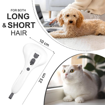 Euqvunn Steam Cat Brush with Release Button, [Ultra-Quiet Design/Comfort-Grip Handle] Pet Spray Dog Brush, Rechargeable Pet Steam Brush for Long Short Hair Cats, Dogs, Rabbits Grooming(Gray-White)