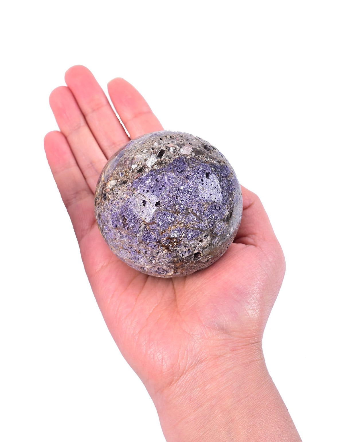 AMOYSTONE Purple Sphalerite Ball 2.4-2.8" Natural Crystal Sphere for Wiccan Rituals, Energy Channeling