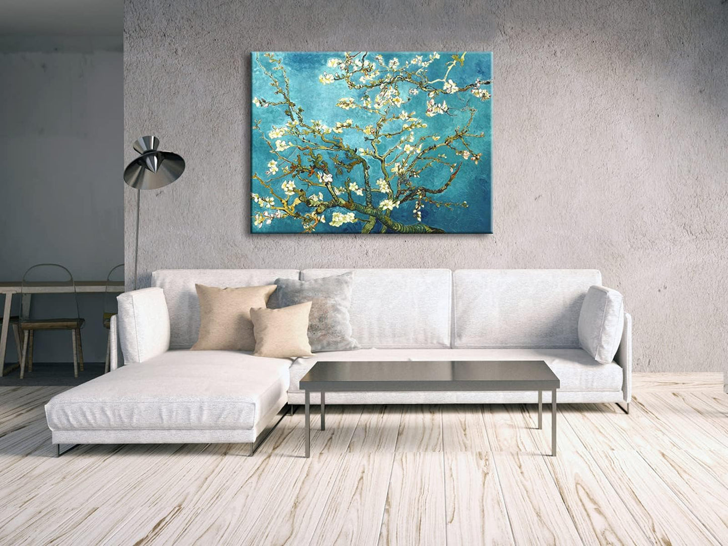 Wieco Art Framed Wall Art Canvas Prints of Almond Blossom by Vincent Van Gogh Paintings Reproduction Abstract Artwork for Wall Decor Golden Frame