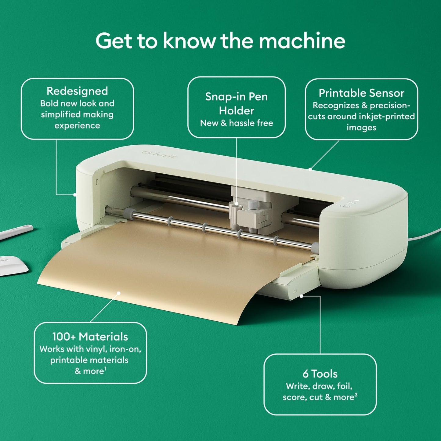Cricut Explore 5 Rainbow Essential Bundle - for Vinyl, HTV, Stickers, Cards & Custom Decals - Includes Smart Vinyl, Smart Iron-On, Printable Vinyl, Cardstock & 100+ Project eBook