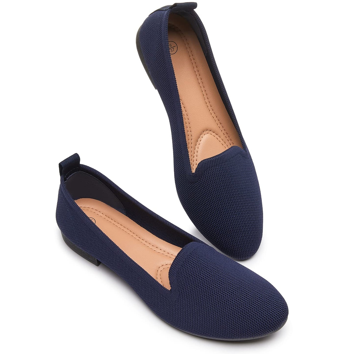 BABUDOG Women's Sparkly Flats Shoes Shiny Mesh Loafers Shoes Soft Memory Foam Flats(Navy.US7)