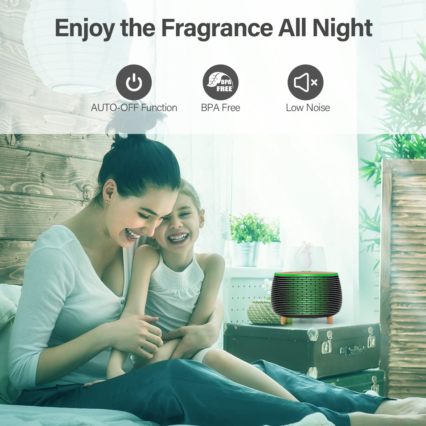 Diffuserlove Diffuser Essential Oil Diffusers 400ML Aromatherapy Air Diffuser for Home Bedroom Office Room Aroma Diffuser with 7 Color Lights Intermittent Mist Mode