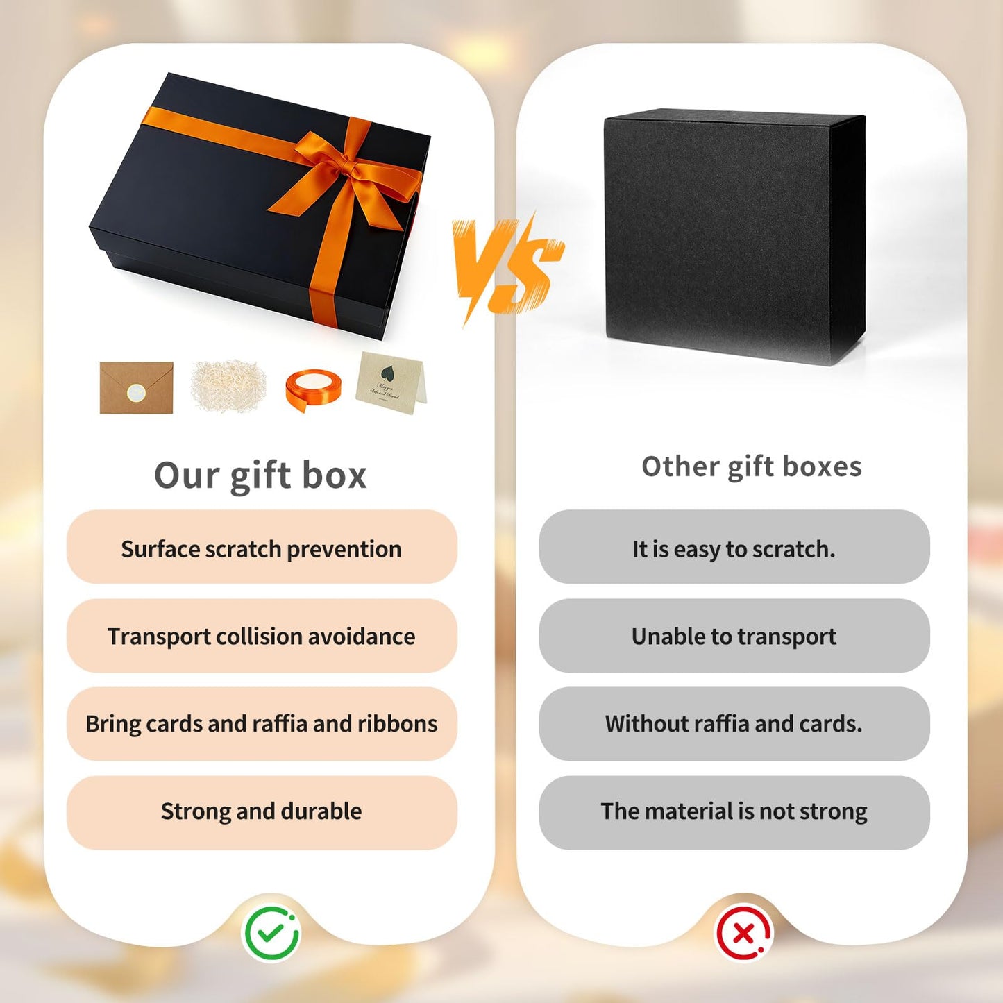 Large Black Magnetic Gift Box with Lid 13x9x4.3 Inch - Reusable Keepsake Box for Groomsmen Gifts, Wedding Proposal, Valentine's Day & Birthday - Includes Satin Ribbon, Gift Card & Paper Filler