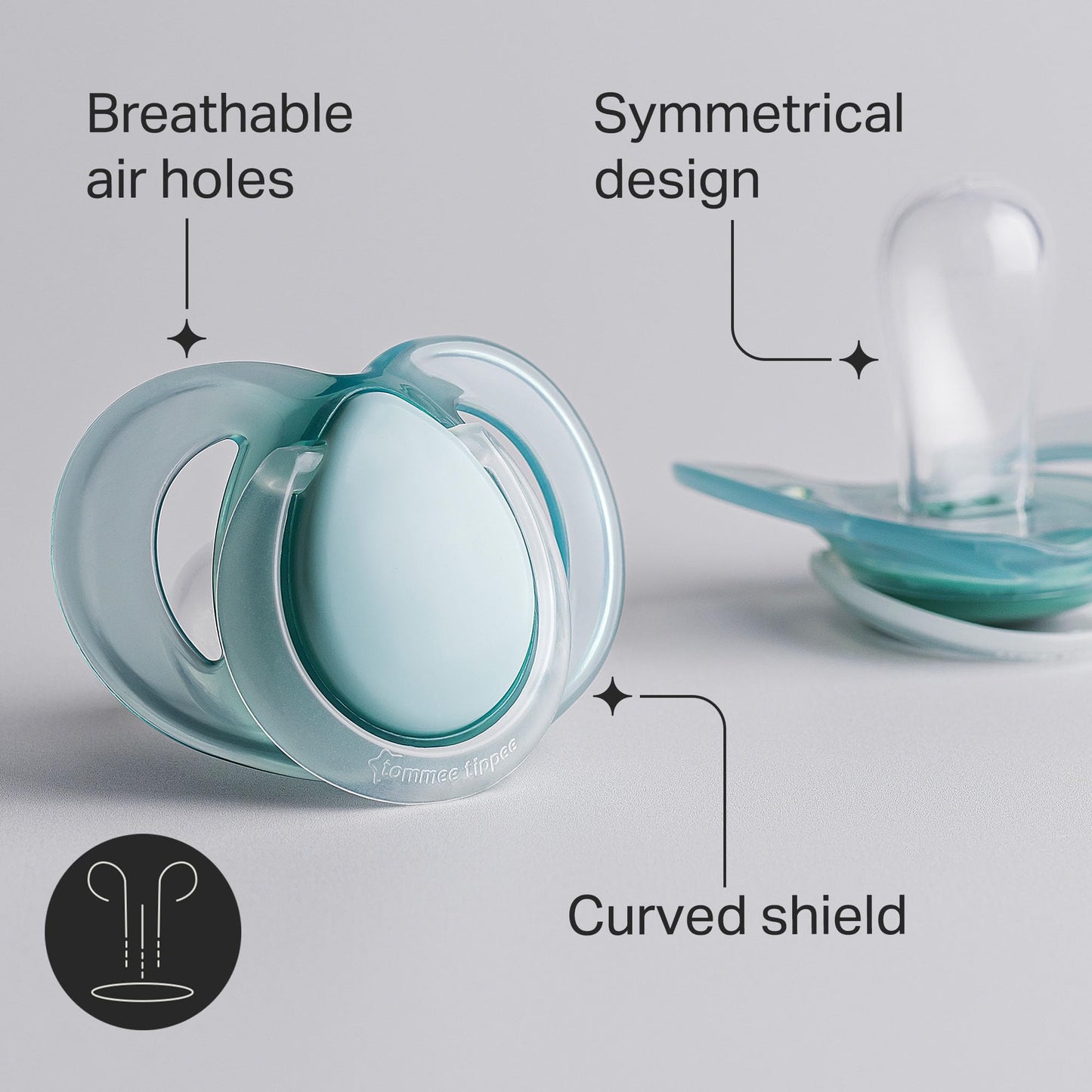 Tommee Tippee Nighttime Soothers, 0-6m, 6 Pack, Glow in The Dark, Varied Colours and Designs, Symmetrical Orthodontic Dummy, BPA-Free Silicone Teat