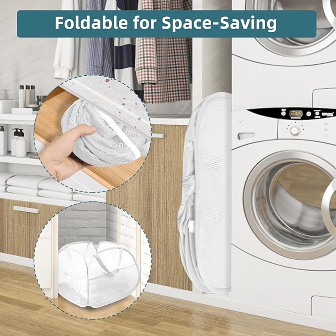 Collapsible Laundry Basket, 90L Large Foldable Mesh Pop Up Hamper