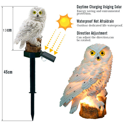 Garden Ornaments Outdoor Owl Shape Light LED Solar Garden Light Owl Lawn Lamp Waterproof Solar Led Lights Outdoor Yard Garden Creative Solar Lamps (White)
