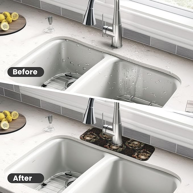 Wiccan Wicca Skull Mushroom Mushrooms Witchcraft Kitchen Sink Splash Guard