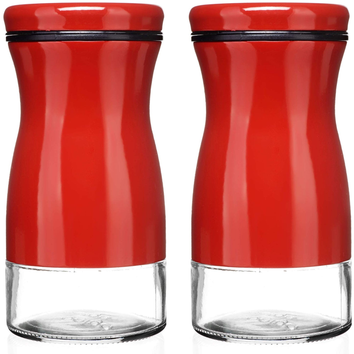 Salt and Pepper Shakers Set with Adjustable Pour Holes by CHEFVANTAGE - Red