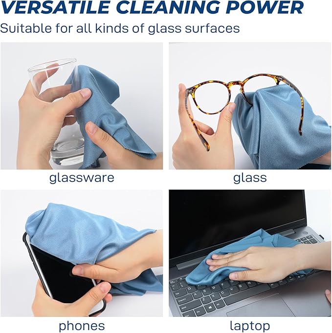 Microfiber Cleaning Cloths Glass Cleaner: 8 Packs 18X18 Window Cleaner Kit Wine