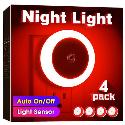 Briignite LED Baby Night Lights Plug into Wall [4Pack], Nightlight with Light Sensors for Kids Room, Bathroom Stair Lights, Hallway Light, Warm White