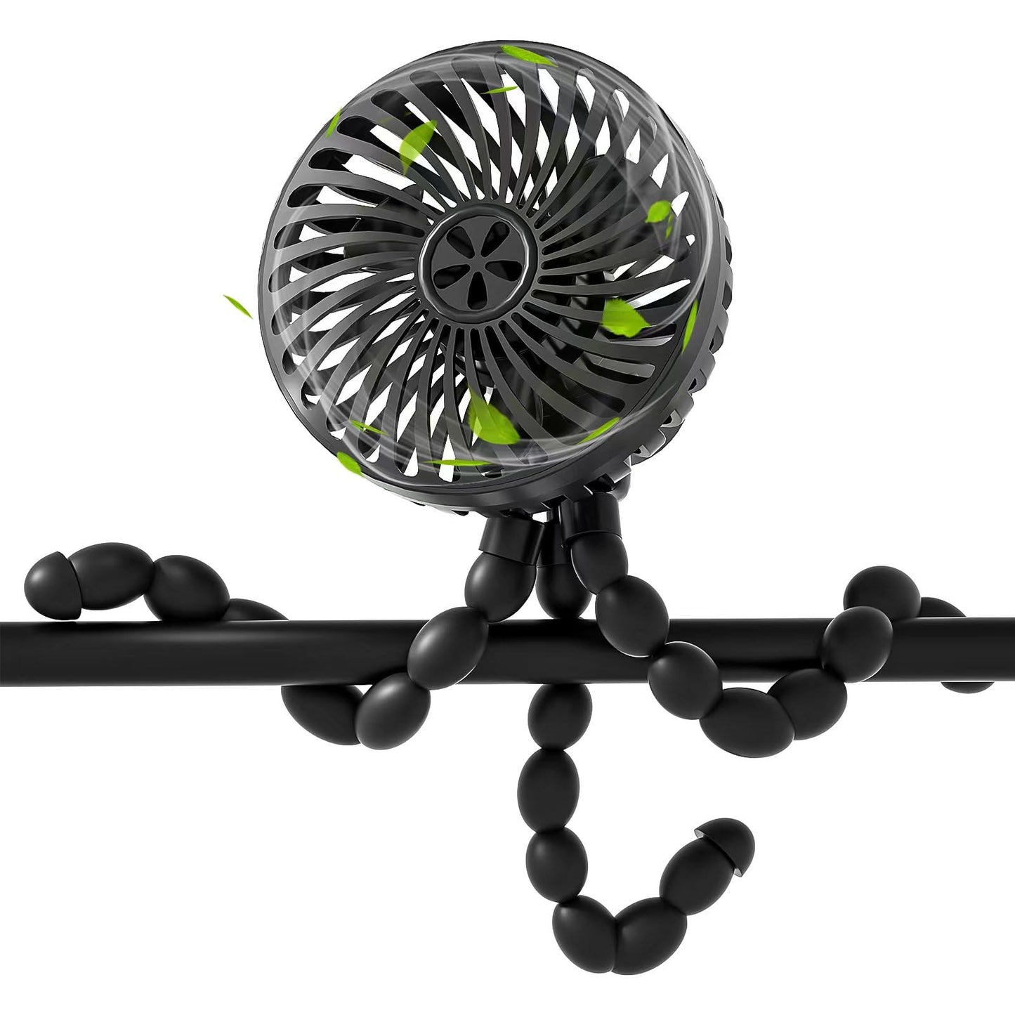 RUN HELIX Stroller Fan Portable with Flexible Tripod Battery Operated Handheld Fan Mini with 3 Speeds USB Rechargeable Baby Fan for Stroller,Car Seat,Desk - Black