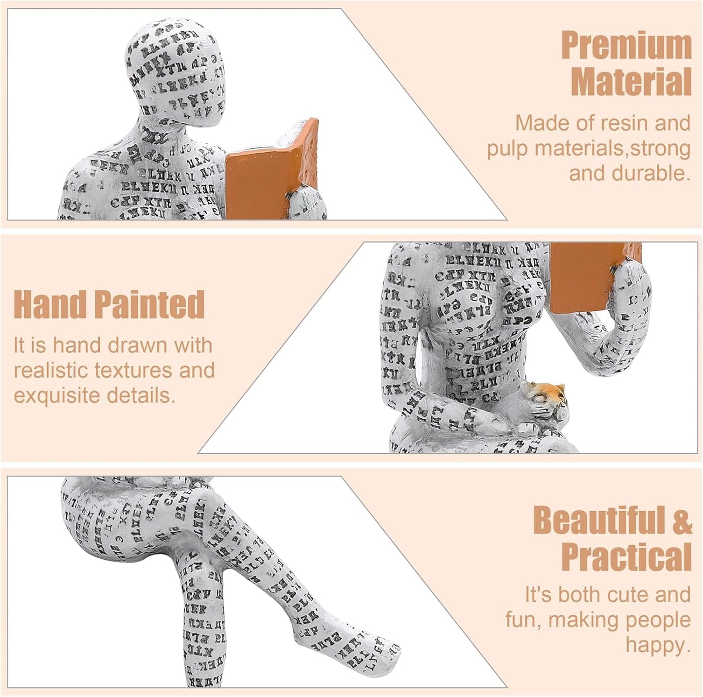 JLNGTHONG Reading Women Figurine, Thinker Statue Modern Art Sculpture Resin Abstract Collectible Figurines for Console Table Bookshelf Shelf Office Coffee Table Home Decoration (Seated Position)
