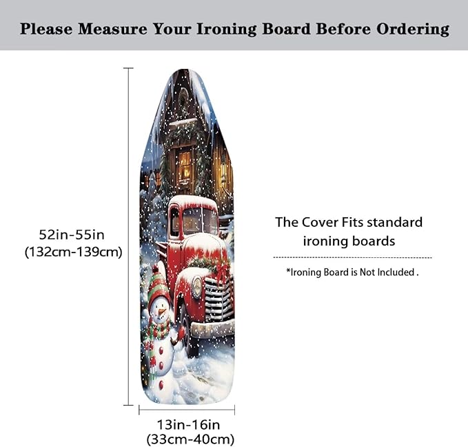 ZDCUSTOM 13"x52" Ironing Board Cover, Snowman Landscape Merry Christmas