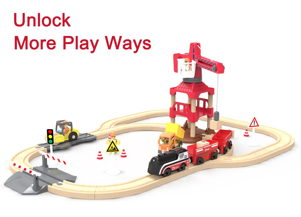 Battery Operated Train for Wooden Track, Motorized Train for Toddlers 3+ Years Old, 3Pcs Trains Toy Set Electric Trains Compatible with Thomas, Brio, Chuggington, Melissa and Doug