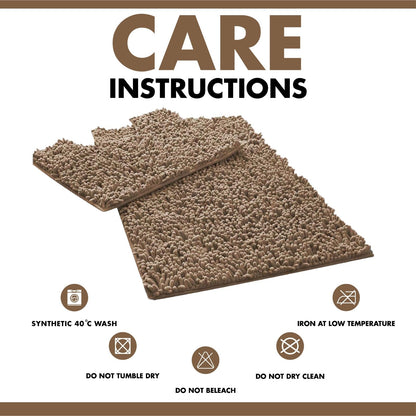 Lions Luxury 2 Piece Loop Bath Mats for Bathroom - Non Slip Chenille Bath Mat Set Rugs, Extra Soft with Water Absorbent Pedestal Bathmat Shower Toilet Mat, Natural