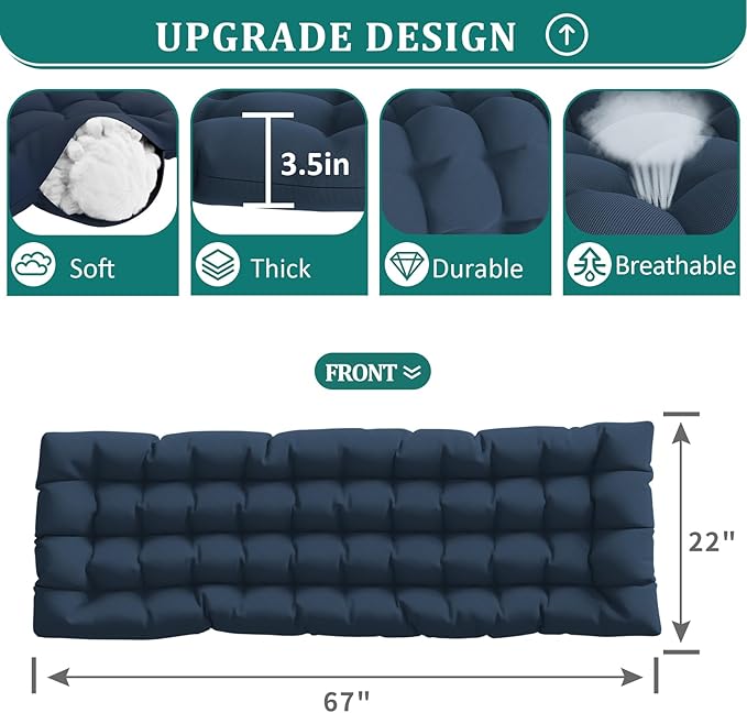 UDPATIO Oversized Zero Gravity Chair Set of 2, 29In XL Patio Reclining Chair with Cushion, Outdoor Folding Recliner with Pillows|Cup Holder|Foot Rest|Padded Headrest, Navy Blue, Support 500LB