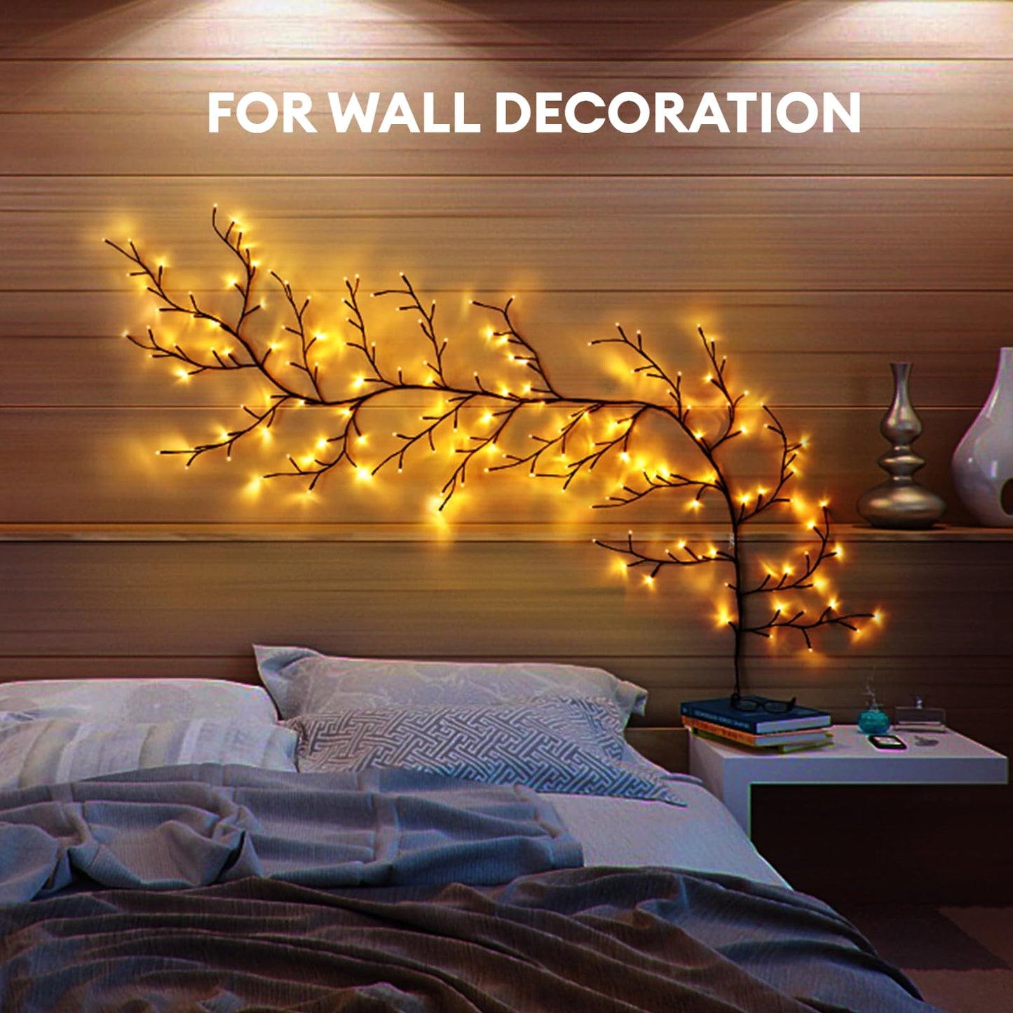 YCoisini Enchanted Willow Vine Lights for Home Decor with 160LEDs, 8.2FT Wall Decoration Light with 8 Remote Control Modes (Brown)(1PCS)