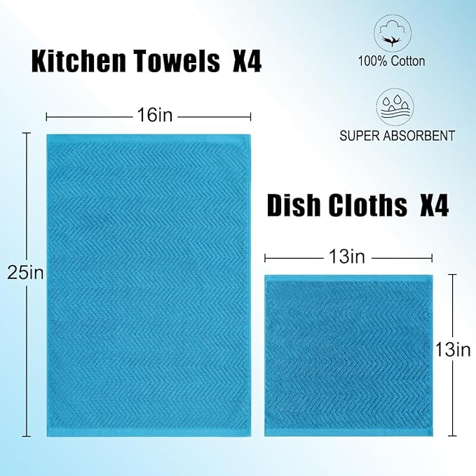 100% Cotton Kitchen Towels and Dishcloths Set