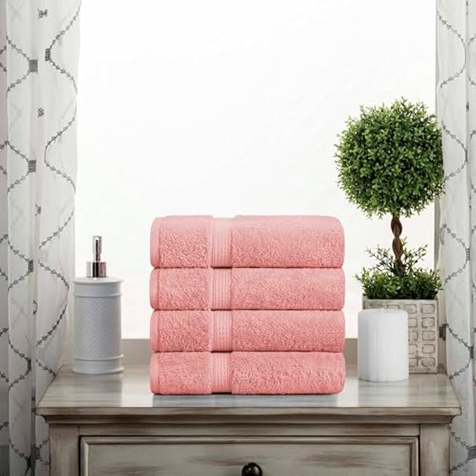 SUPERIOR Egyptian Cotton Pile Hand Towel Set of 4, Ultra Soft Luxury Towels