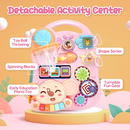 CUTE STONE Baby Walker for Girls, 2 in 1 Sit to Stand Learning Walker and Activity Center, Learning to Walk, Early Push Walking Toys for Toddler Infant…