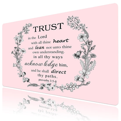 EOBTAIN Pink Large Mouse Pad Bible Verse Keyboard Mat 31.5x15.7 Inch Scripture XXL Extended Desk Mat Smooth Non-Slip Rubber Mousepad Relaxing Spiritual Desk Accessories for Office Home