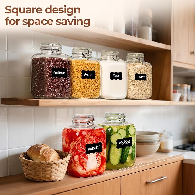 ComSaf Rice Container 5L, Flour Sugar Storage Containers, Glass Jars