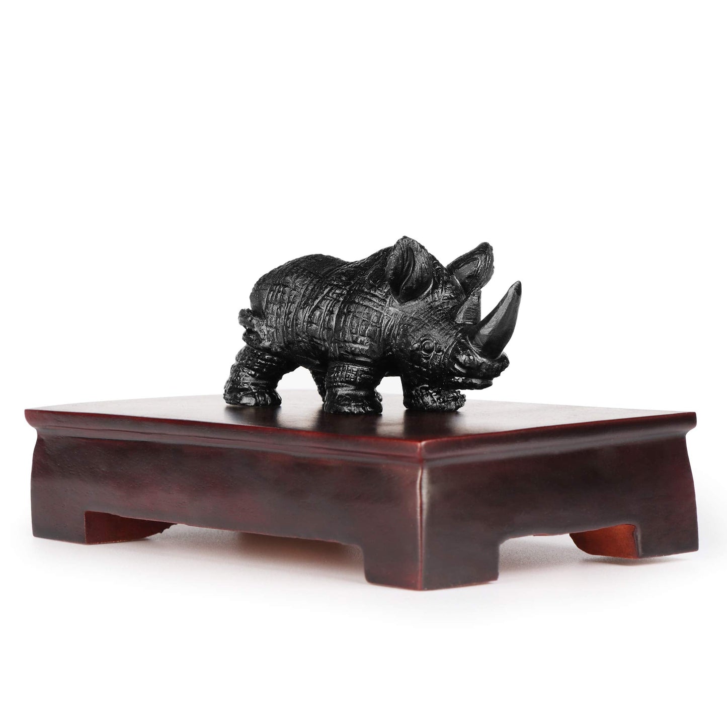 Artistone 3 inch Black Obsidian Rhino Statue, Hand Carved Gemstone Handicraft Healing Rhinoceros Animal Carving Figurine Sculpture Collectible Reiki Stones for Home,Bookshelf,Office Decoration