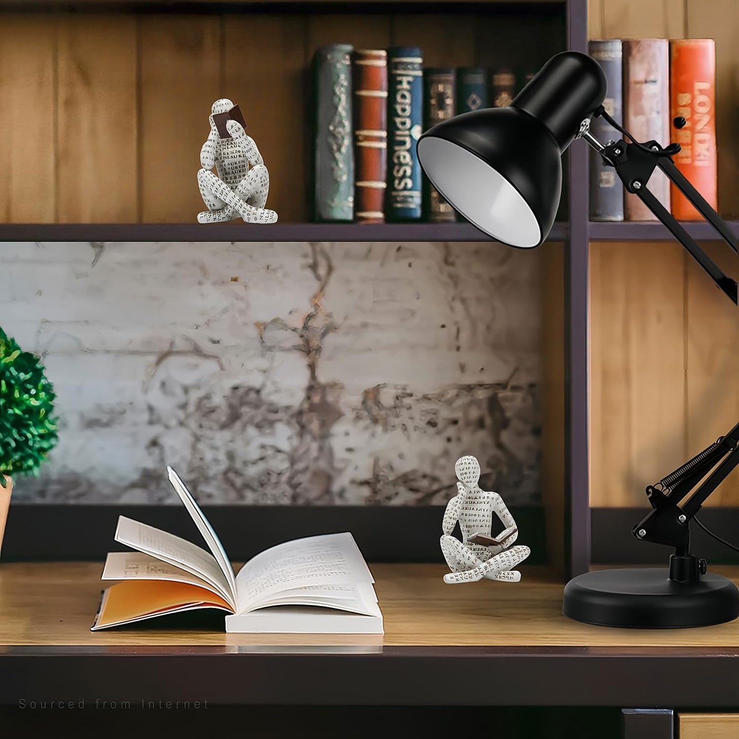 Brighomrom Bookshelf Decor Pulp Reading Thinker Sculpture, Abstract Art Statue Ornaments, Set of 2 Modern Aesthetic Figurine Home Decor Accents for Office Living Room Bedroom Shelf Coffee Table Desk