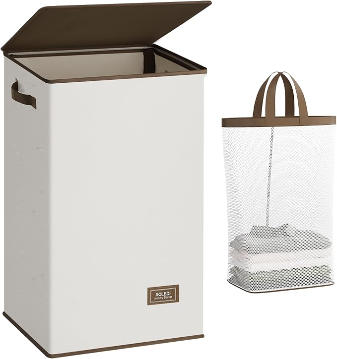 SOLEDI Laundry Hamper with Lid 90L Large & Tall Collapsible Laundry Basket
