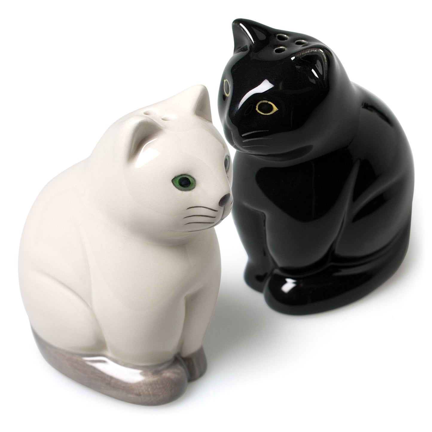 Abbott Collection Sitting Cat Salt & Pepper Shaker Set - Ceramic, Ivory/Black (3.25 inches H)