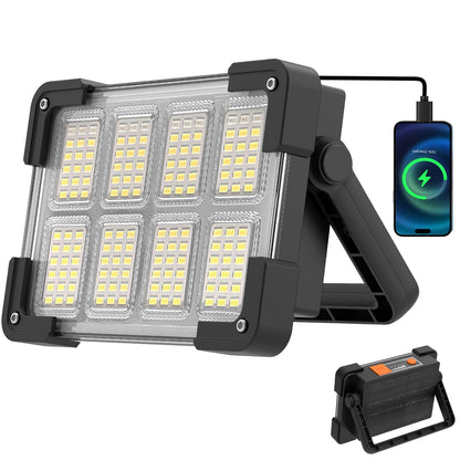 OHAYORI LED Rechargeable Work Light, Portable Floodlight with Power Bank, 4 Modes LED Rechargeable Spotlight, Waterproof Outdoor Emergency Security Light for Fishing, Hiking, Car Repairing