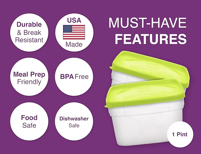 Arrow Reusable Plastic Storage Container Set, 10 Pack, 1 Pint/16 Ounce Each –