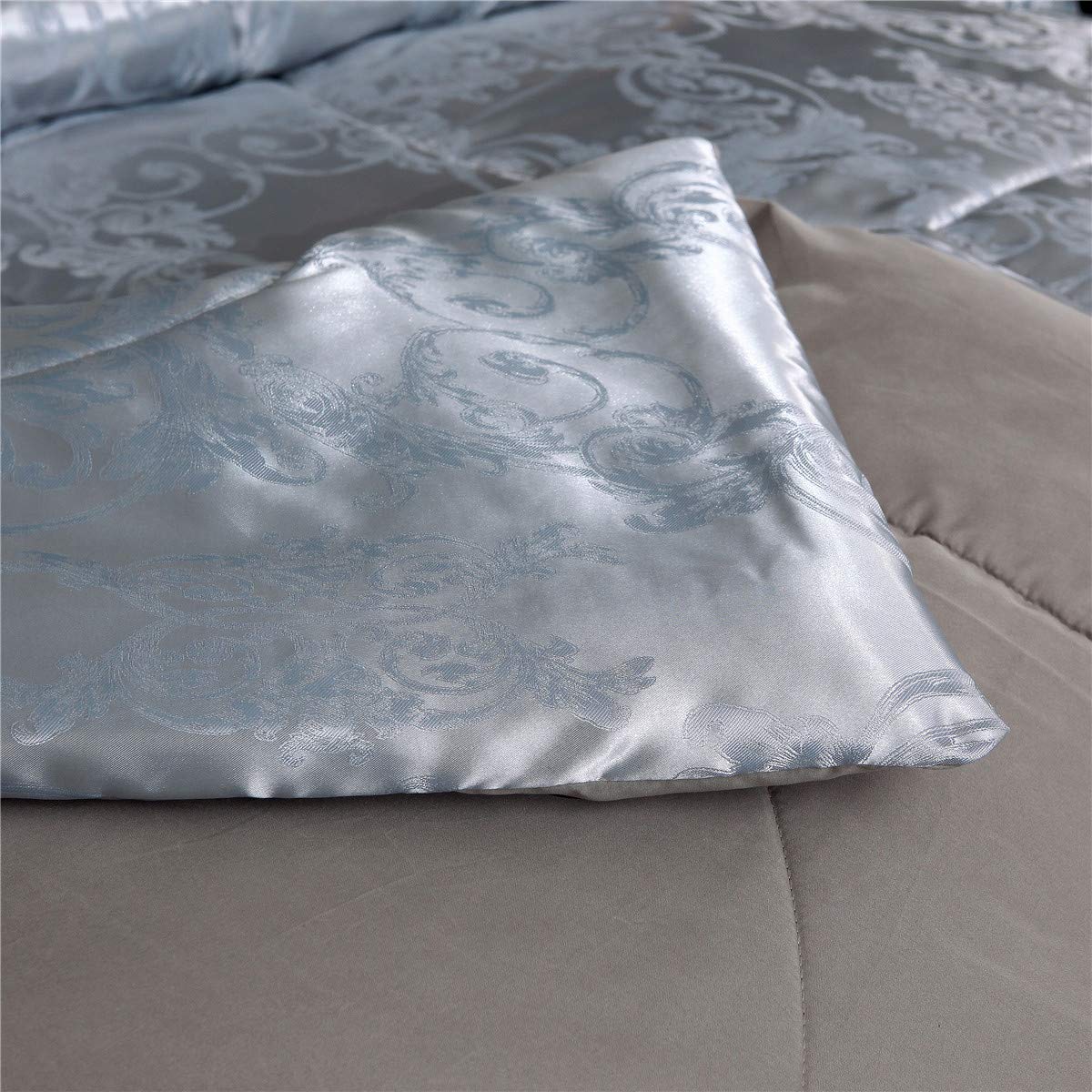 Raytrue-X Grey Queen Size Comforter Sets All Season Silver Bedding Lightweight Comforter for Queen Bed Silk Quilt Microfiber Comforter Set Blanket Matching 2 Pillow Shams (Full/Queen, 88x88 inches)