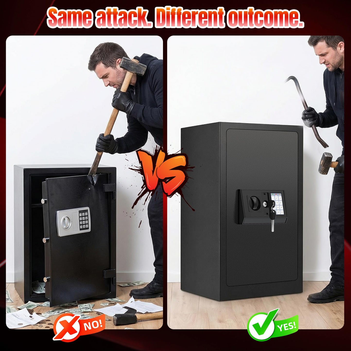 7.5 Cuft Large Fireproof Waterproof Home Safes, 1800°F Fire Safe for 35 Mins, 77Lbs Heavy Duty Home Safe Box with Digital Keypad,Sensor LED Light, Removable Shelf, Safes for Cash, Documents,Valuables