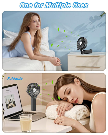 iEGrow Handheld Fan, Portable USB Mini Travel Fan with 2000mAh Rechargeable Battery, 3 Speeds Desk Fan for Home, Office and Travel-Black