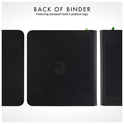 Vault X 12 Pocket Trading Card Zip Binder, 480 cards, Premium Exo-Tec Album Material, 20 Side-Loading Pages, Folder for Collectible Card Games, Sports, TCG (Black)
