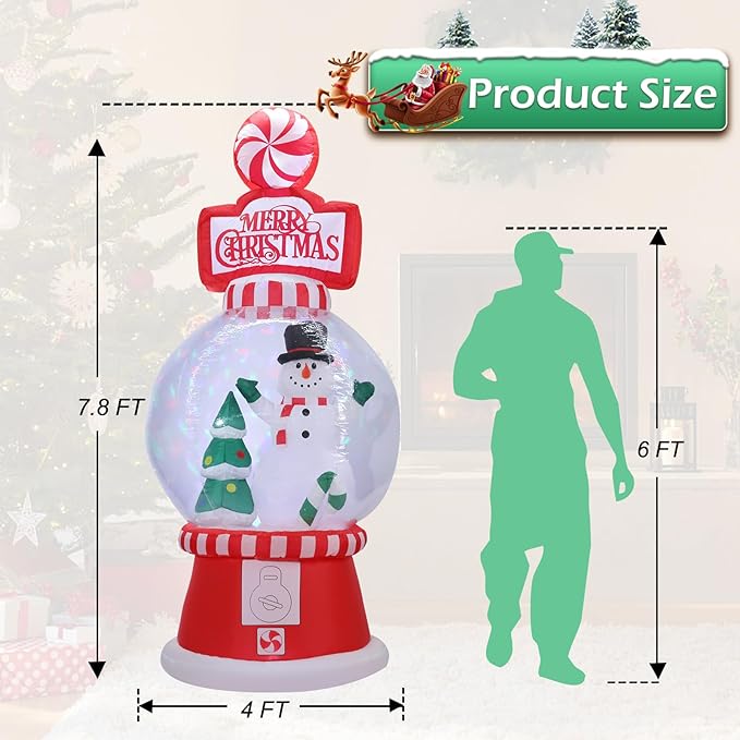 Christmas Inflatables Outdoor Decoration Christmas Blow Up Yard Decorations Inflatable Globe with Snowman Santa Tree Giant Outdoor Indoor Blow Up LED Light Yard Lawn Garden Home Party Decor