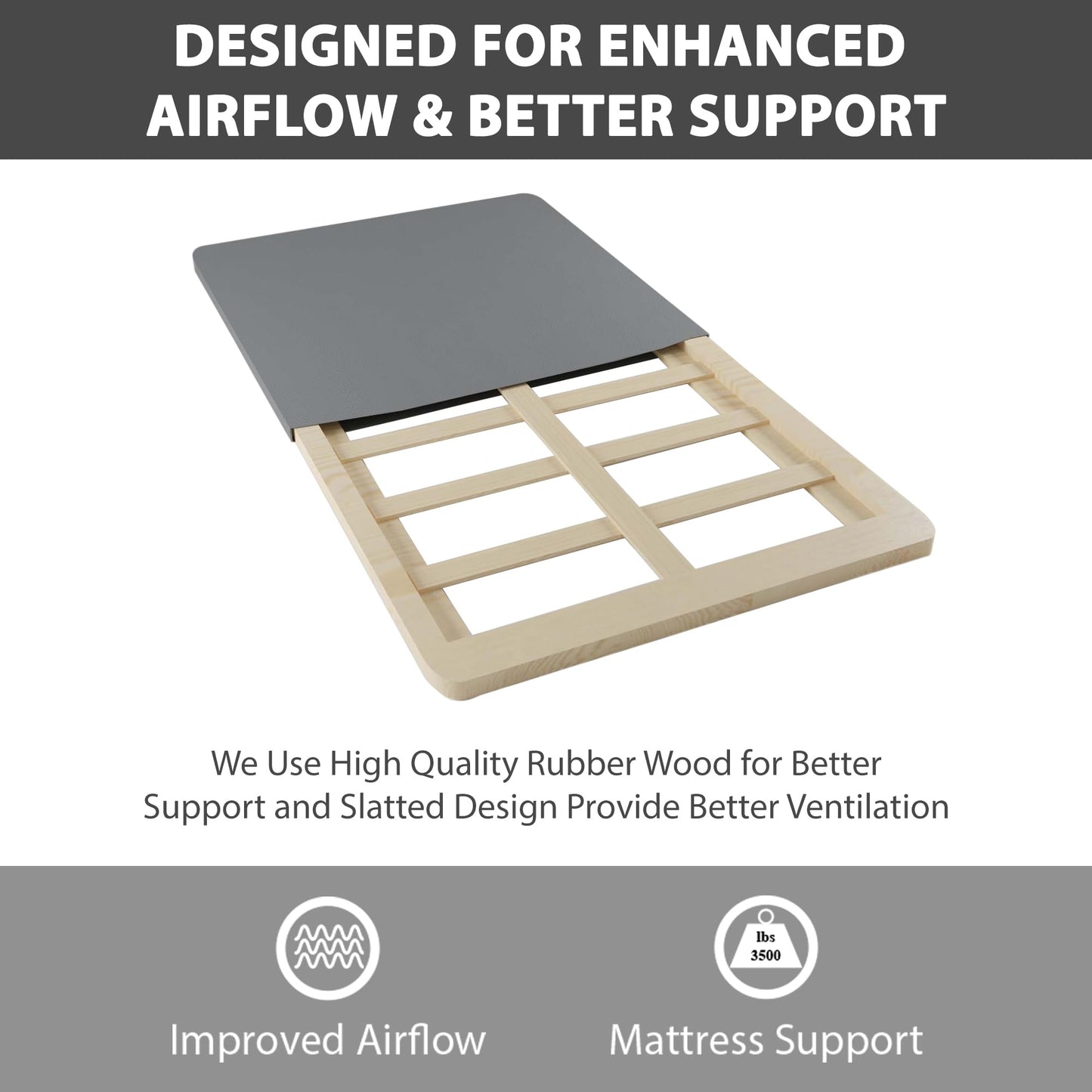 Zayton, 1.5" Split Wood Bunkie Board Twin Size Bed - 2-Piece Under Mattress Support Board, Fully Assembled, Fabric Ventilation Cover - Replaces Wooden Slats or Box Spring for Bed Frames